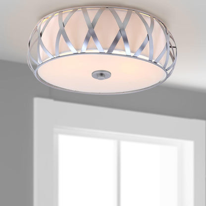 Charing 2 Light Chrome 15.4-Inch Dia Cross Flush Mount, Chrome