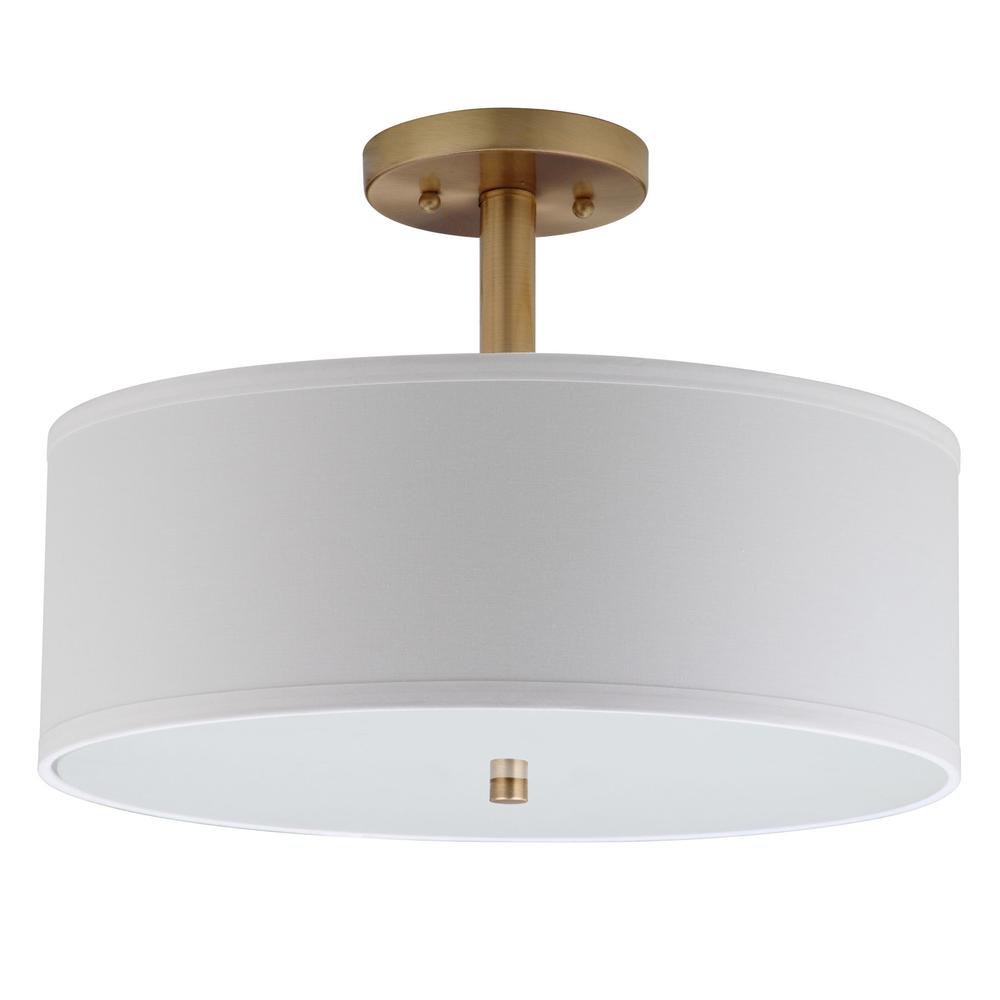 Clara 3 Light Chrome 16-Inch Dia Semi Flush Drum Light, Gold