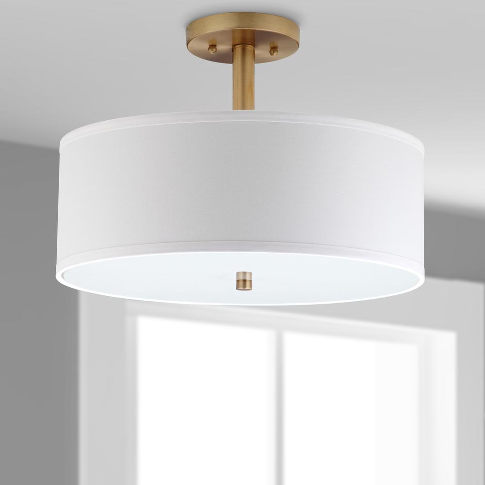 Clara 3 Light Chrome 16-Inch Dia Semi Flush Drum Light, Gold