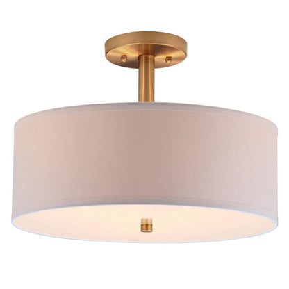 Clara 3 Light Chrome 16-Inch Dia Semi Flush Drum Light, Gold