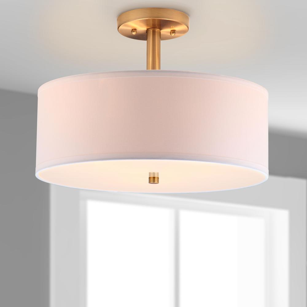 Clara 3 Light Chrome 16-Inch Dia Semi Flush Drum Light, Gold