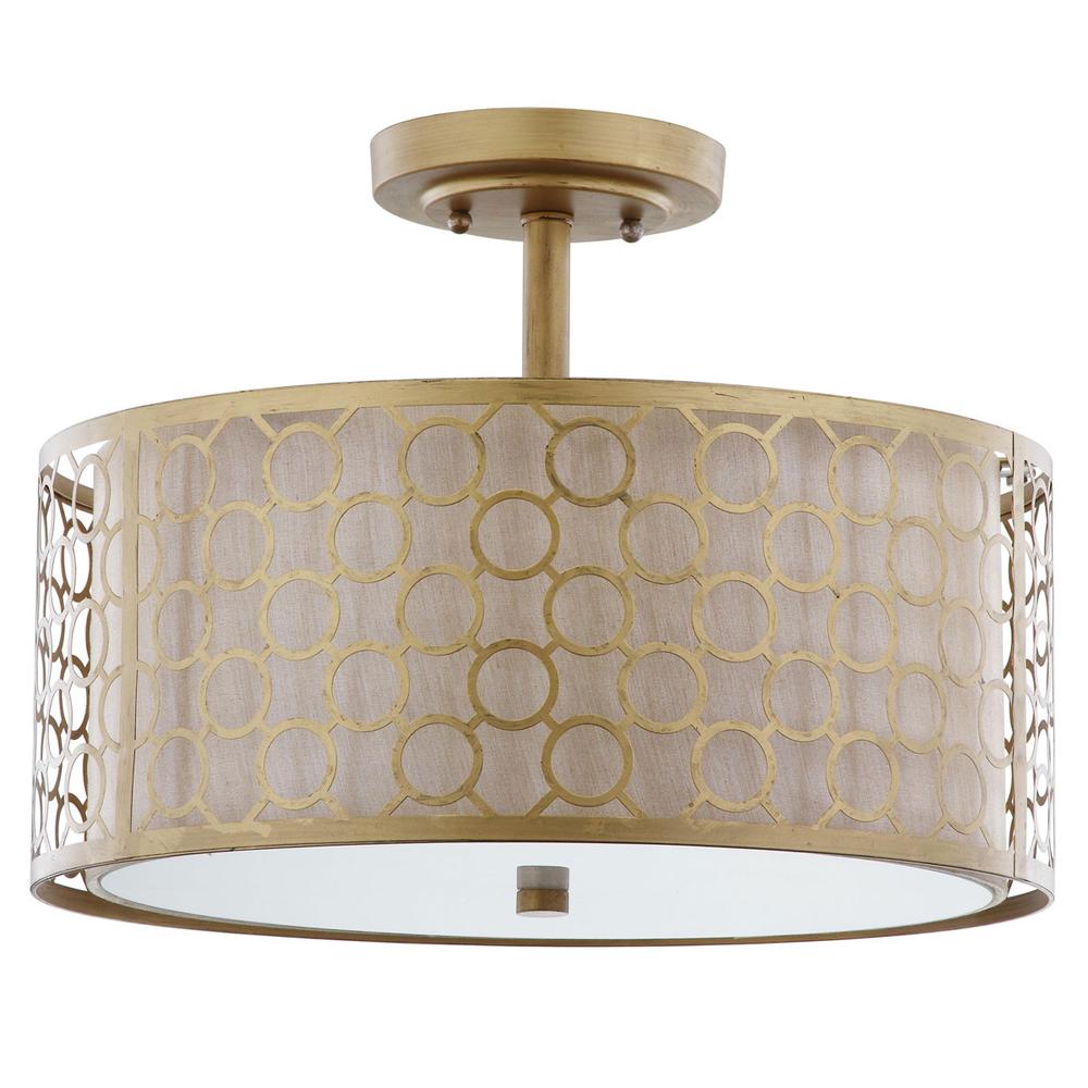 GIOTTA CIRCLE TRELLIS 3 LIGHT ANTIQUE GOLD 16-INCH DIA SEMI FLUSH