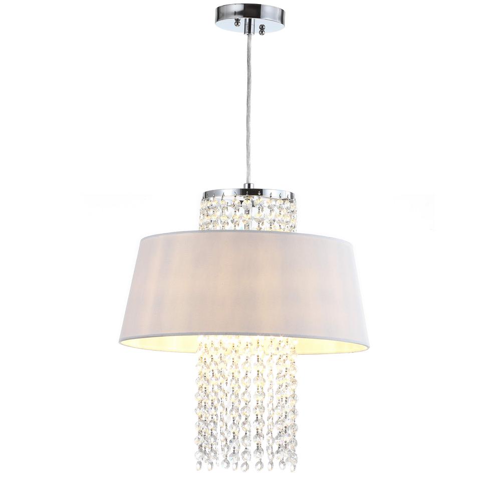 Cadenza 3 Light Chrome Beaded 16-Inch Dia Pendant, Chrome