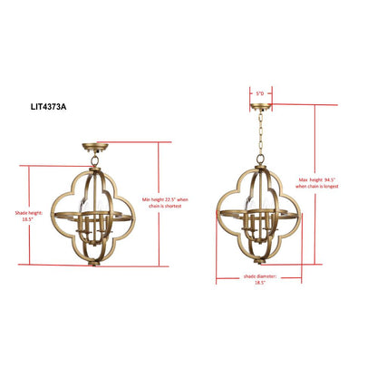 Millard 18.5-Inch Dia Adjustable Dark Grey Pendant, Gold