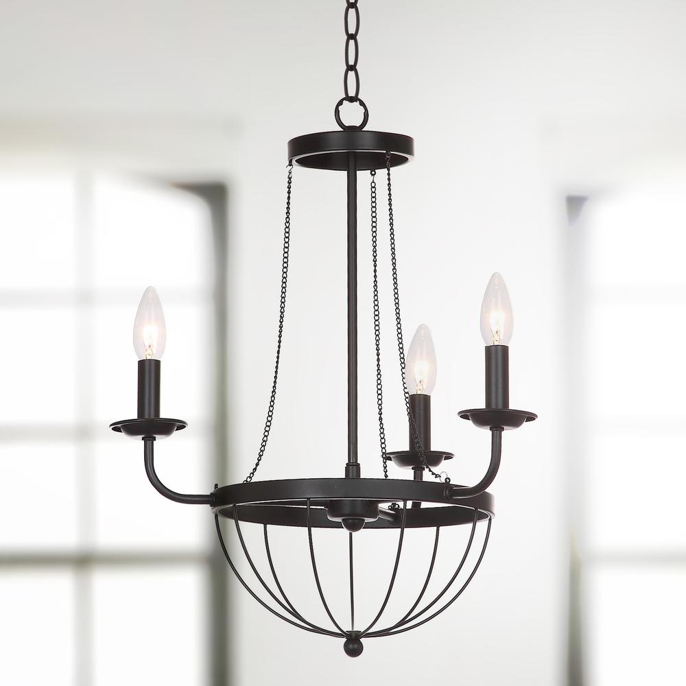 Jacques 18-Inch Dia Adjustable Chandelier, Black
