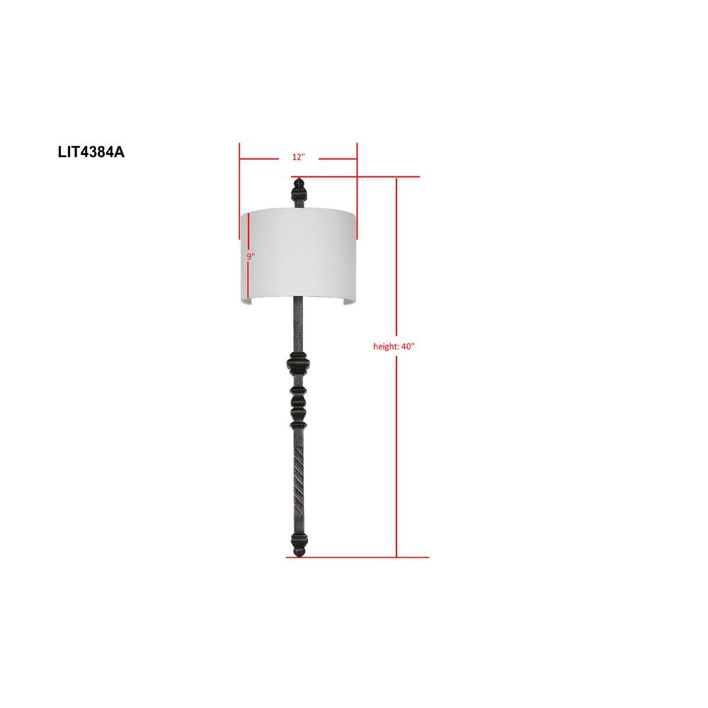 Covington 40-Inch H Wall Sconce, Silver Black