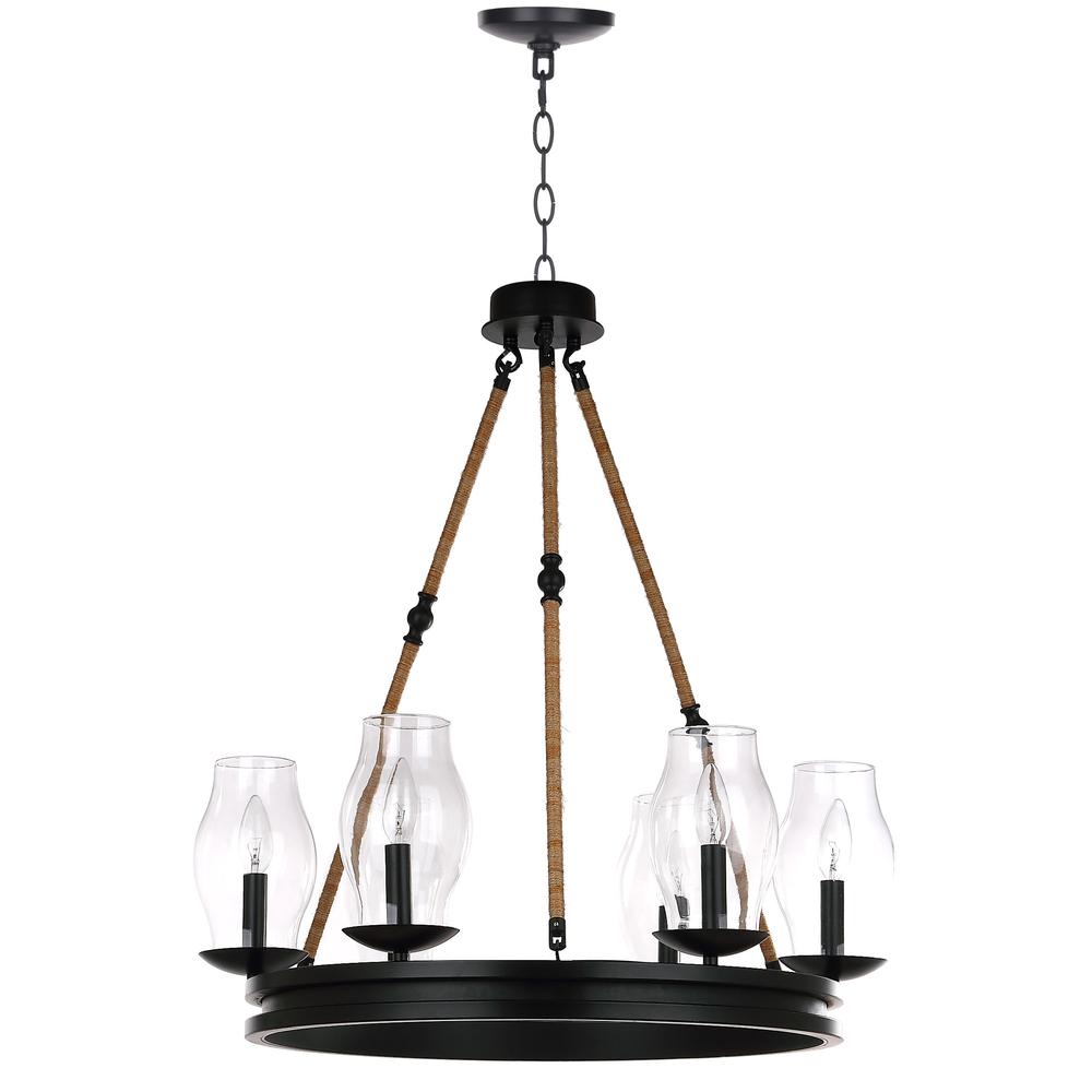 Fritz 25-Inch Dia Adjustable Chandelier, Black/Brown