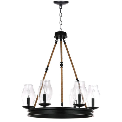 Fritz 25-Inch Dia Adjustable Chandelier, Black/Brown