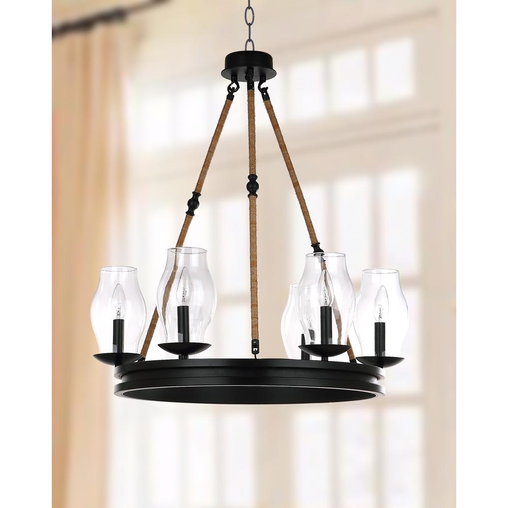 Fritz 25-Inch Dia Adjustable Chandelier, Black/Brown