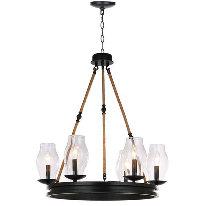 Fritz 25-Inch Dia Adjustable Chandelier, Black/Brown