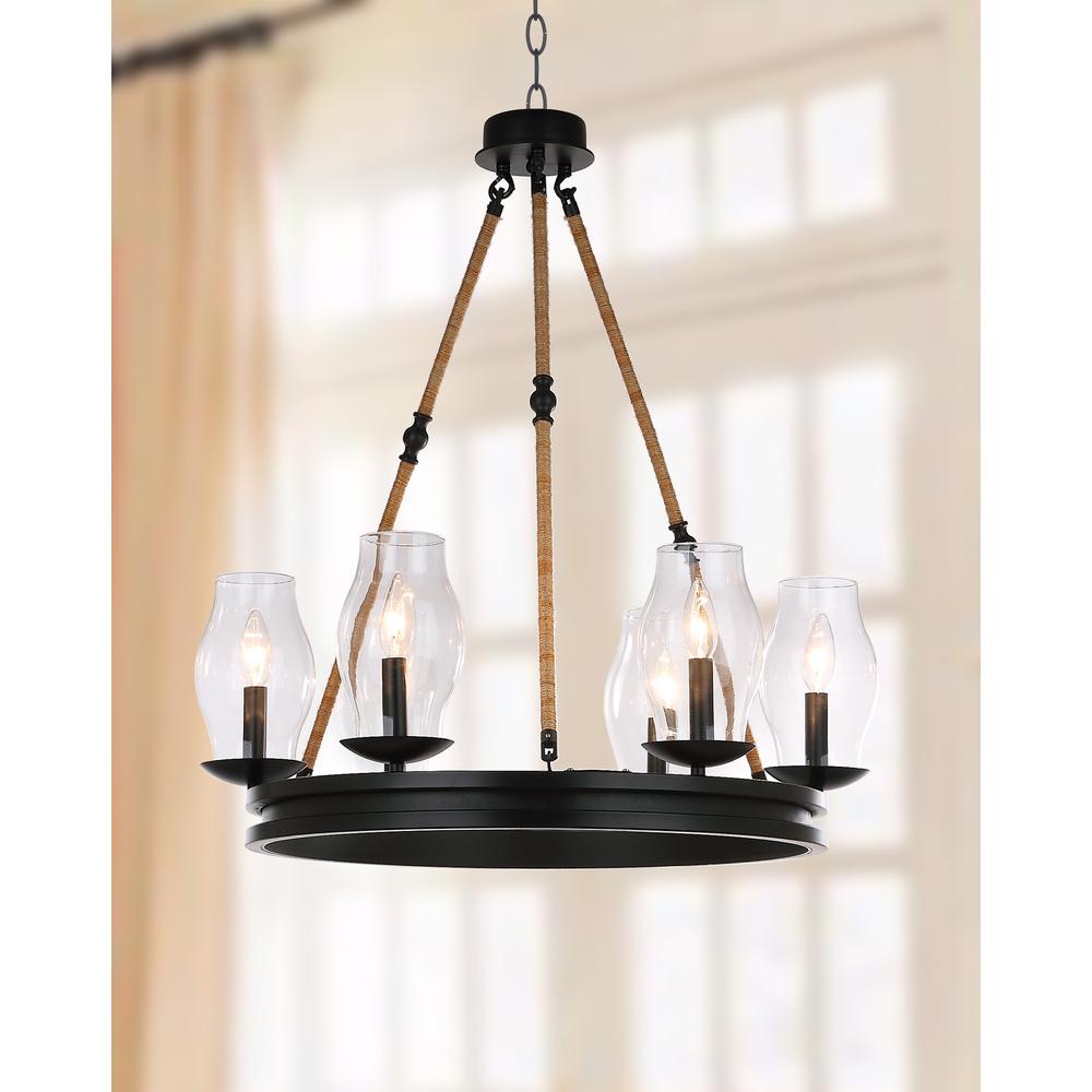 Fritz 25-Inch Dia Adjustable Chandelier, Black/Brown