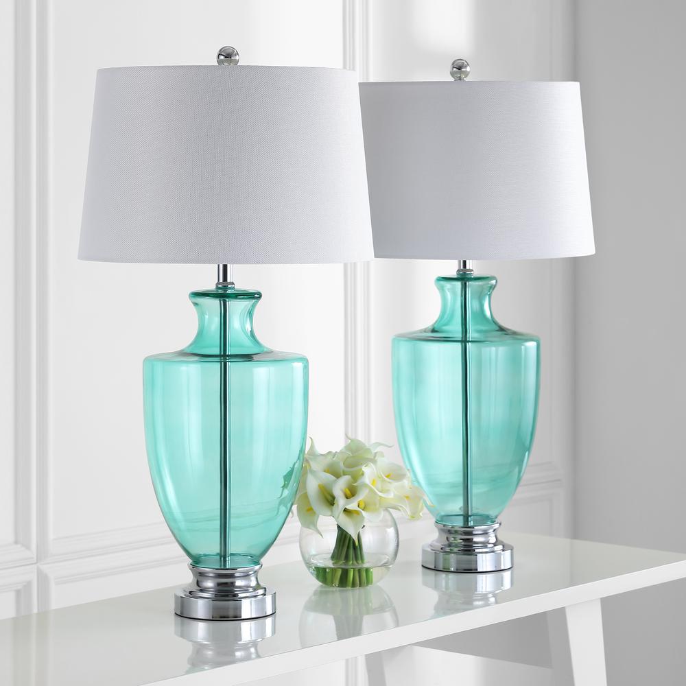 Desiree 30-Inch H Glass Table Lamp, Green