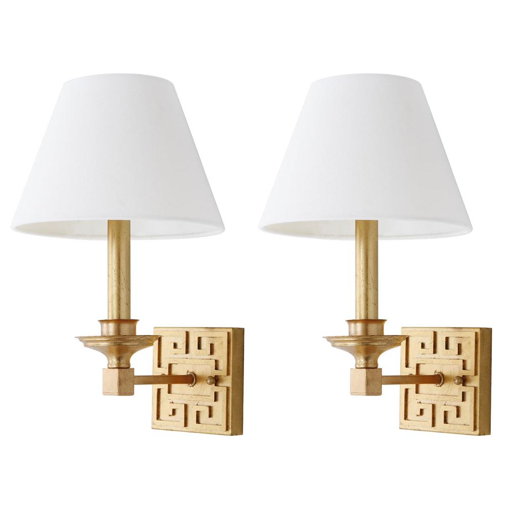 ELVIRA GOLD 15-INCH H GREEK KEY WALL SCONCE