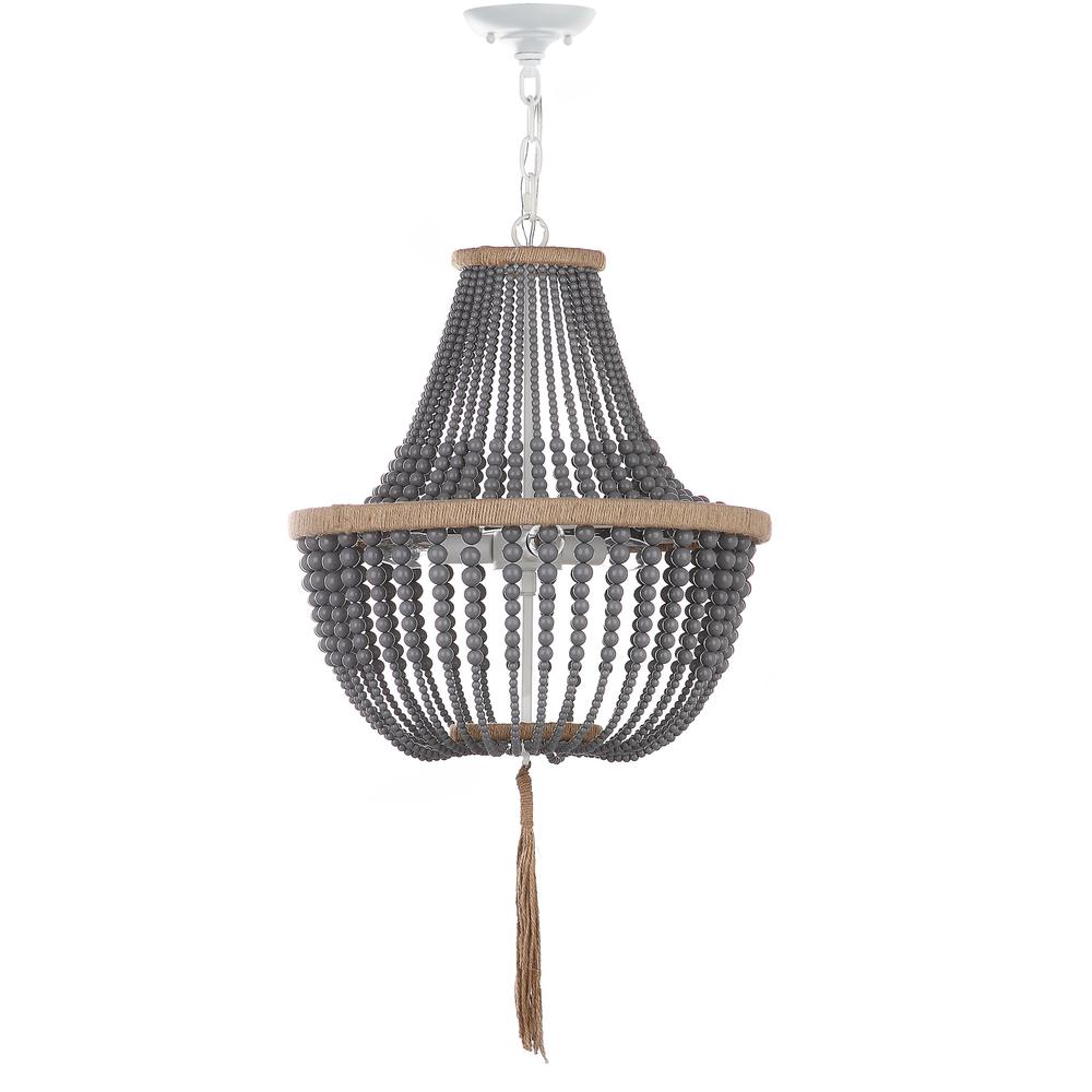 Lush Kristi 3 Light 16.5-Inch Dia Grey Beaded Pendant, Grey