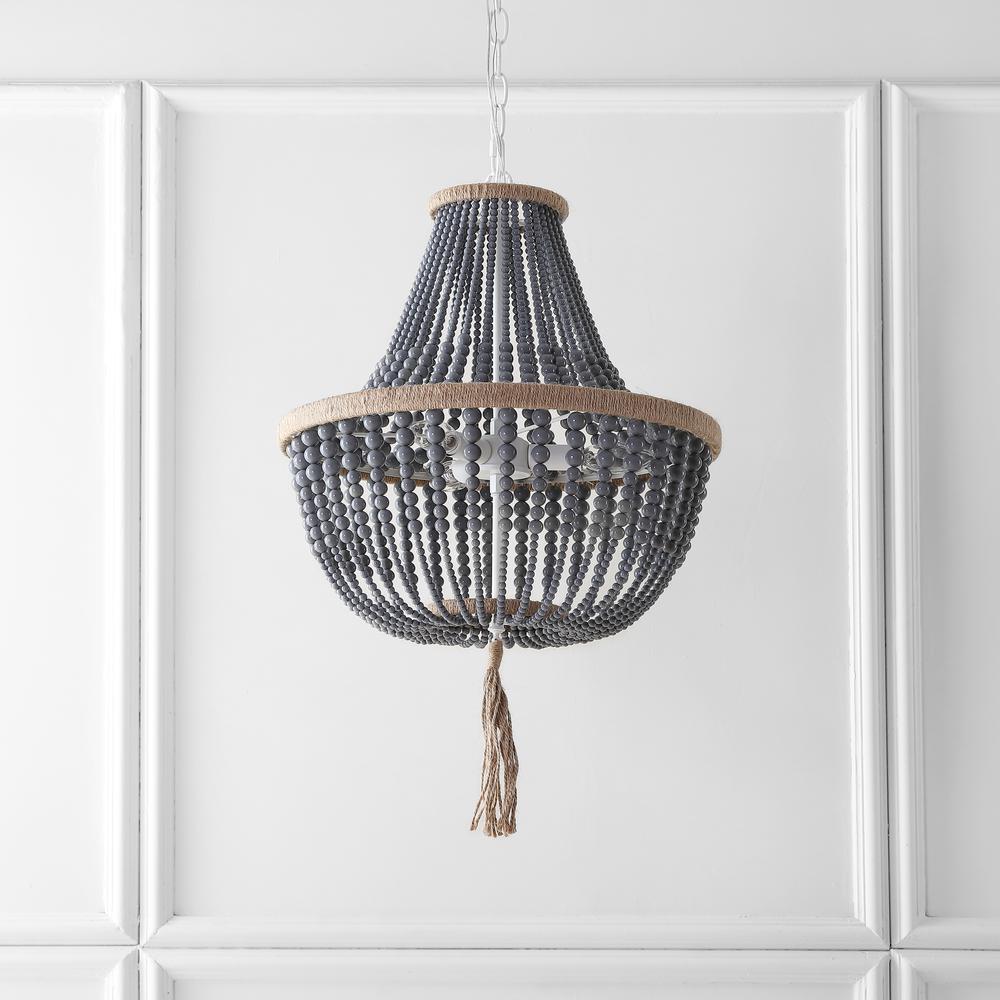 Lush Kristi 3 Light 16.5-Inch Dia Grey Beaded Pendant, Grey