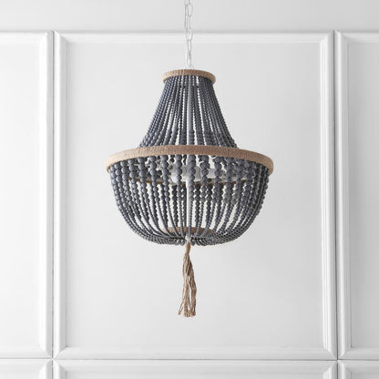 Lush Kristi 3 Light 16.5-Inch Dia Grey Beaded Pendant, Grey