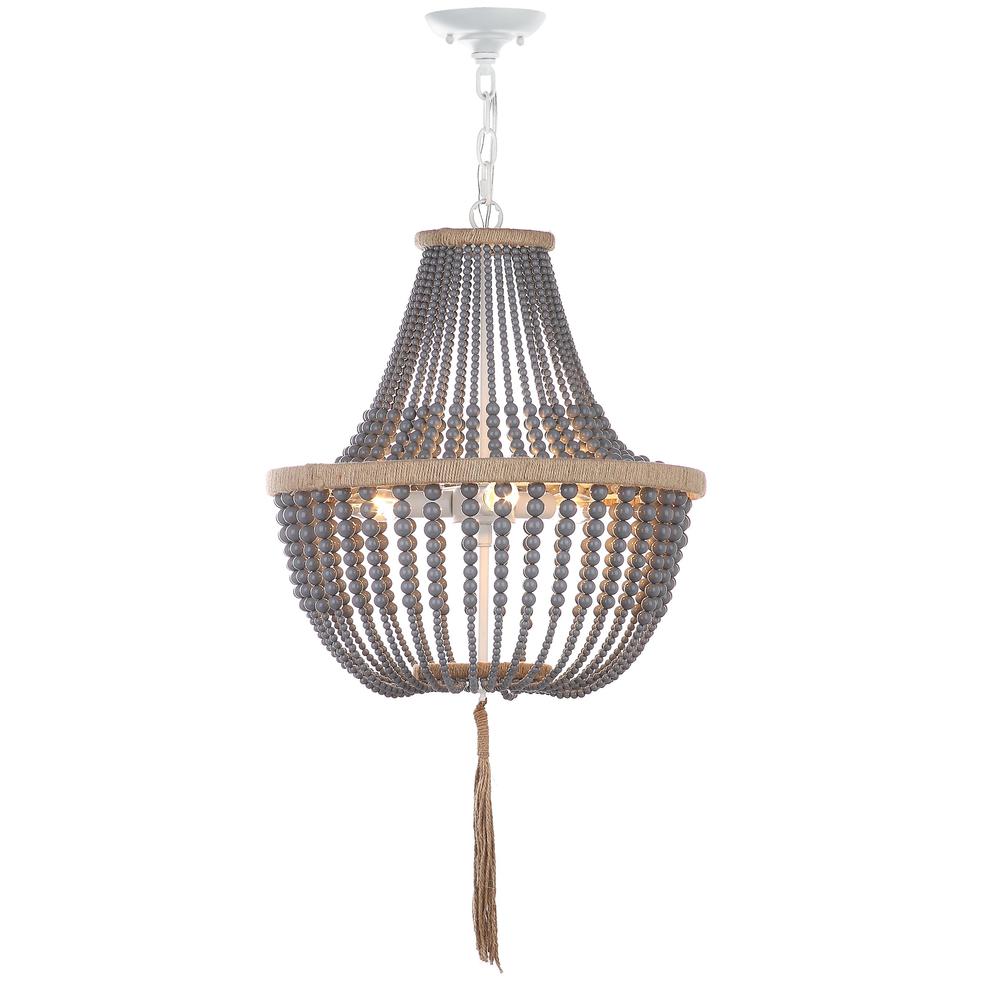 Lush Kristi 3 Light 16.5-Inch Dia Grey Beaded Pendant, Grey