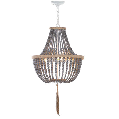 Lush Kristi 3 Light 16.5-Inch Dia Grey Beaded Pendant, Grey