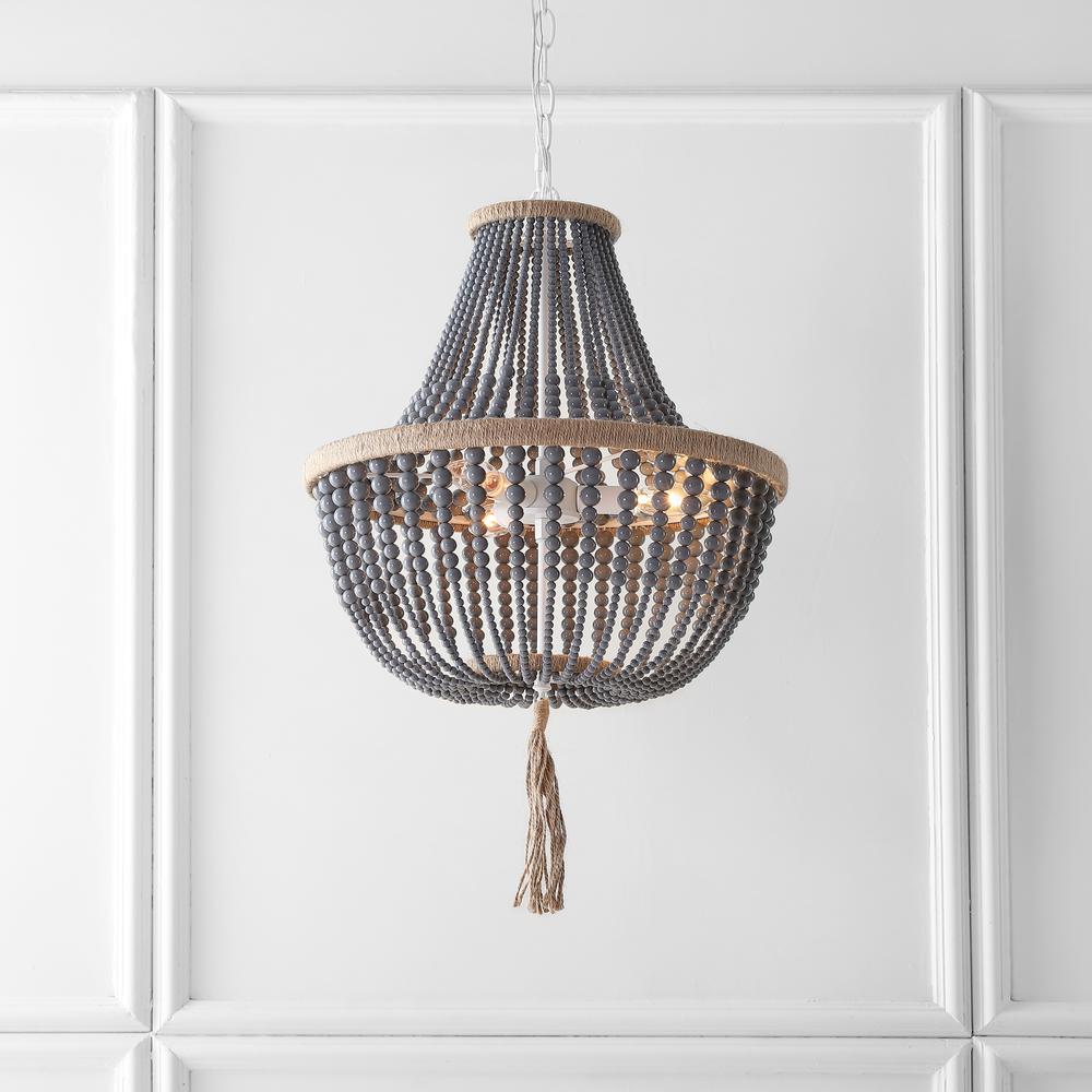 Lush Kristi 3 Light 16.5-Inch Dia Grey Beaded Pendant, Grey