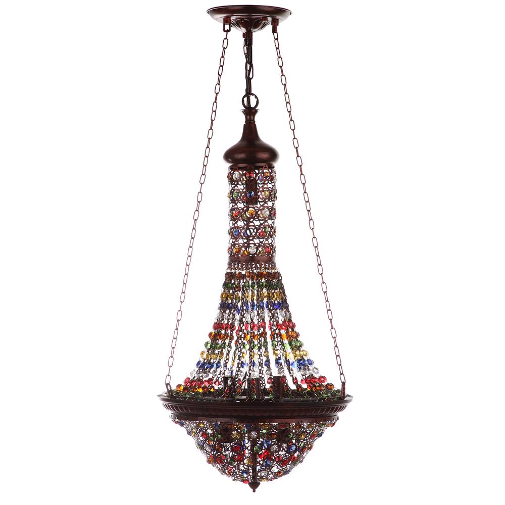 Moroccan Gentle 15.25-Inch Dia Pendant Lamp, Dark Bronze/Multicolor