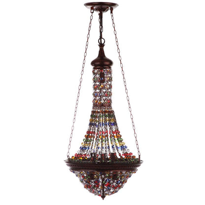 Moroccan Gentle 15.25-Inch Dia Pendant Lamp, Dark Bronze/Multicolor