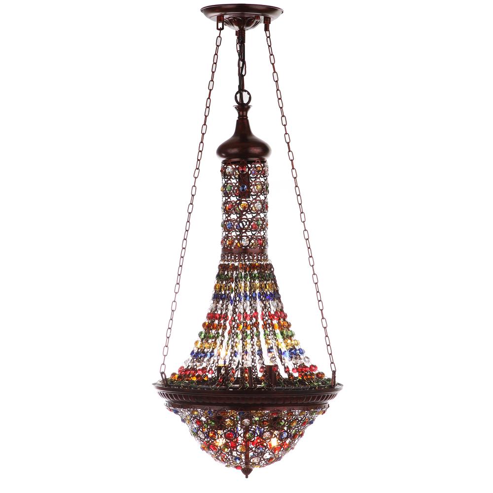 Moroccan Gentle 15.25-Inch Dia Pendant Lamp, Dark Bronze/Multicolor
