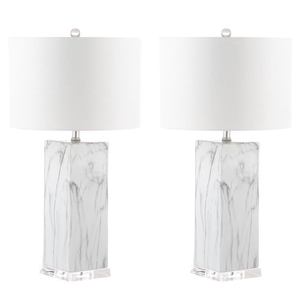 Olympia Marble Table Lamp, Black/White Marble
