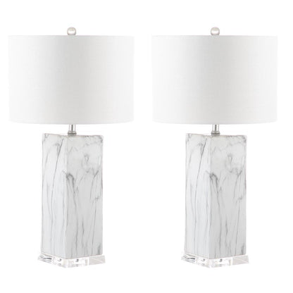 Olympia Marble Table Lamp, Black/White Marble