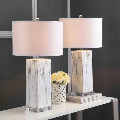 Olympia Marble Table Lamp, Black/White Marble