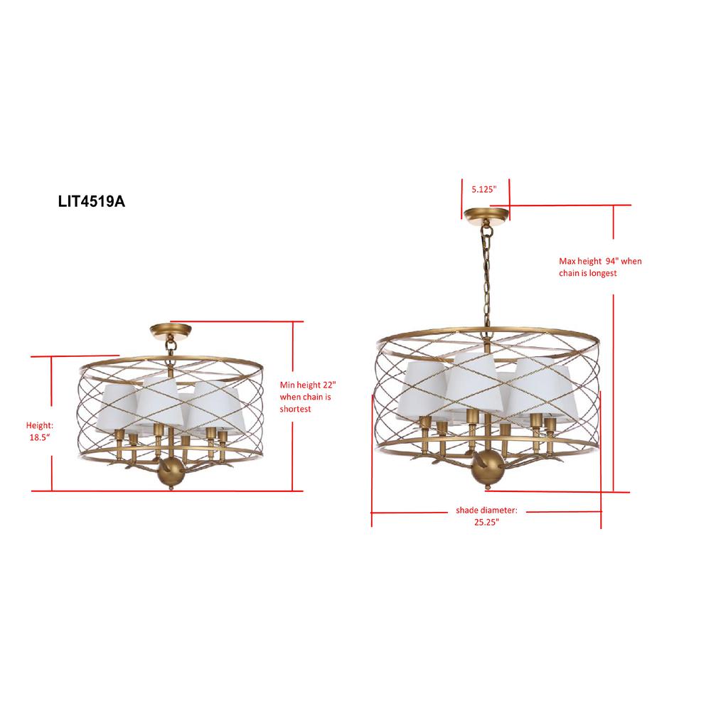 Thea 25.25-Inch Dia Adjustable Pendant Lamp, Gold