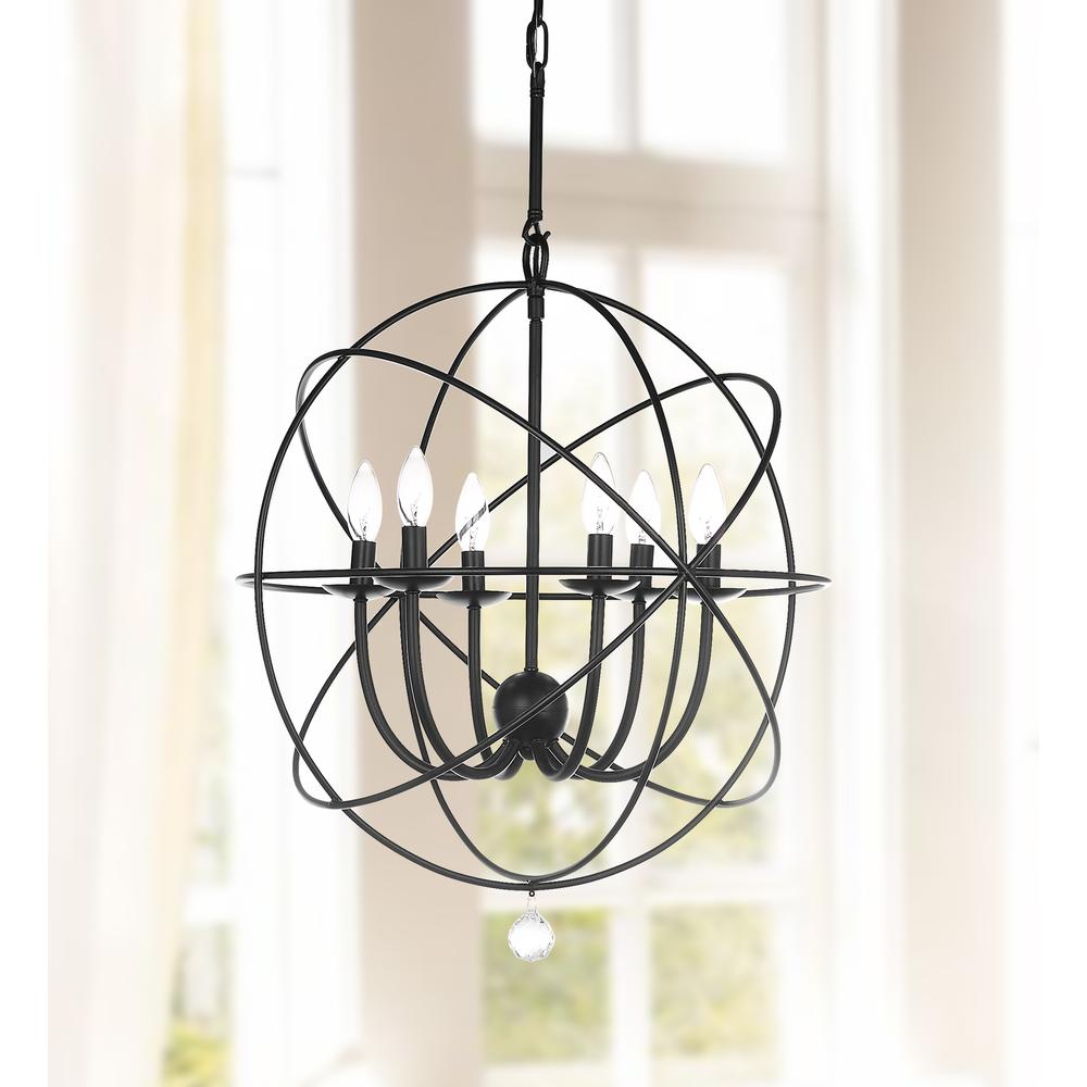 Evie 22 Inch-Dia Adjustable Chandelier , Black
