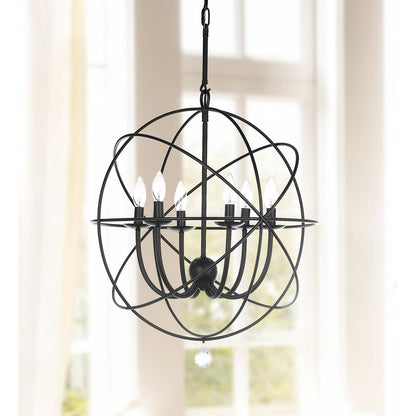 Evie 22 Inch-Dia Adjustable Chandelier , Black