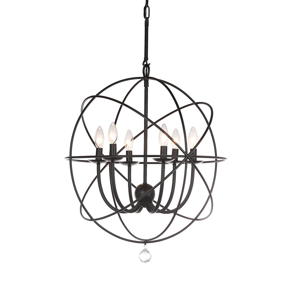 Evie 22 Inch-Dia Adjustable Chandelier , Black