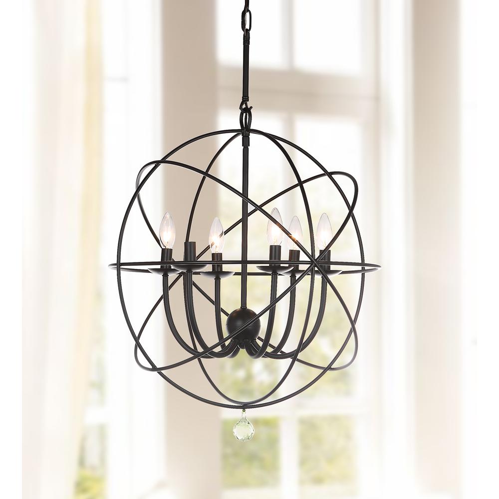 Evie 22 Inch-Dia Adjustable Chandelier , Black