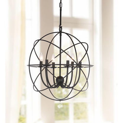 Evie 22 Inch-Dia Adjustable Chandelier , Black
