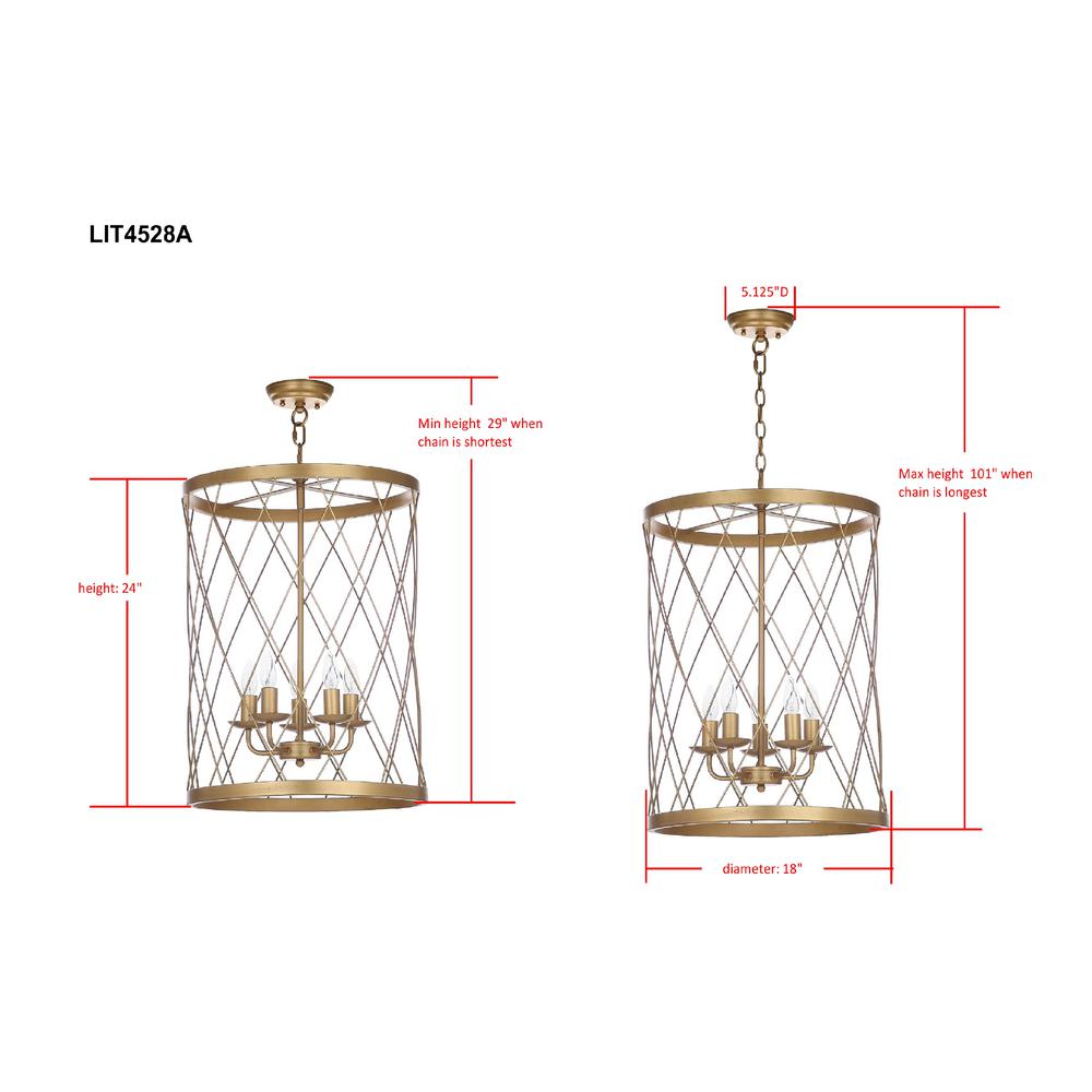 Alair 18-Inch Dia Adjustable Pendant Lamp , Gold