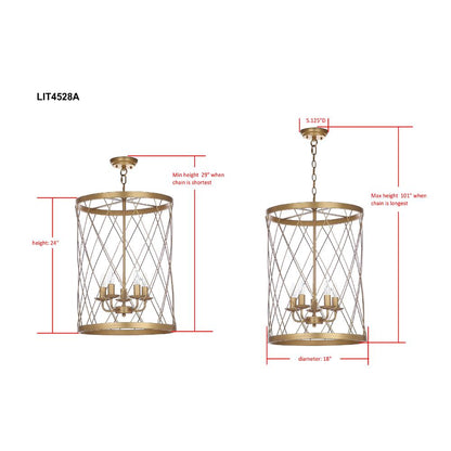 Alair 18-Inch Dia Adjustable Pendant Lamp , Gold