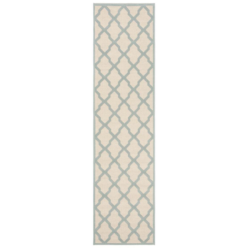 LINDEN 100, CREAM / AQUA, 2' X 8', Area Rug, LND122L-28