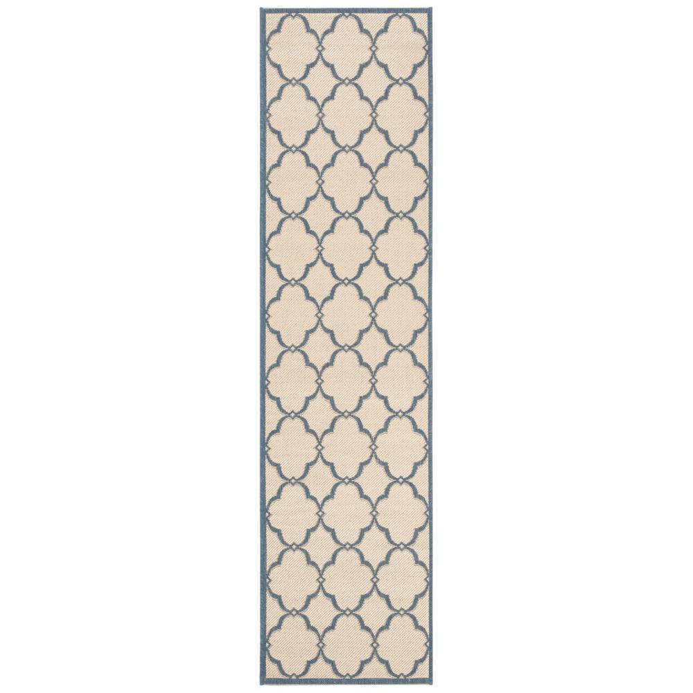 LINDEN 100, CREAM / BLUE, 2' X 8', Area Rug, LND125N-28