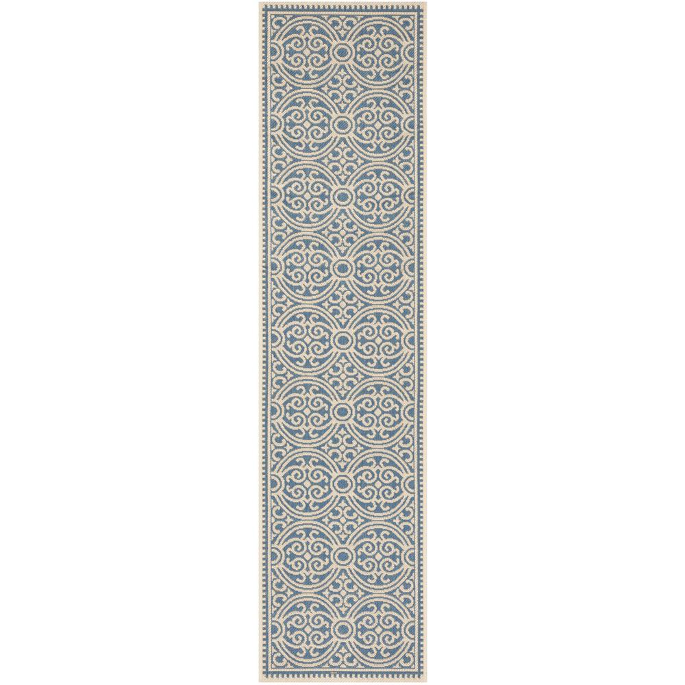 LINDEN 100, CREAM / BLUE, 2' X 8', Area Rug, LND134N-28