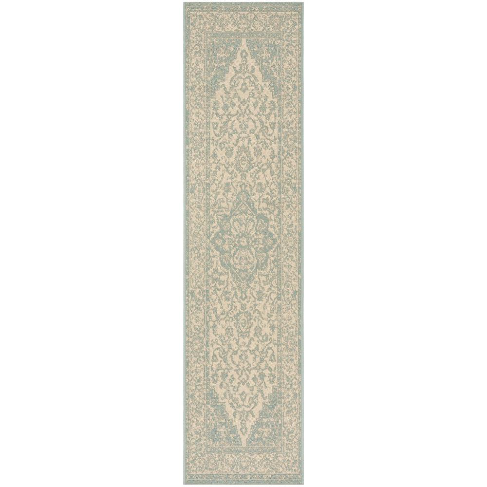 LINDEN 100, CREAM / AQUA, 2' X 8', Area Rug, LND137L-28