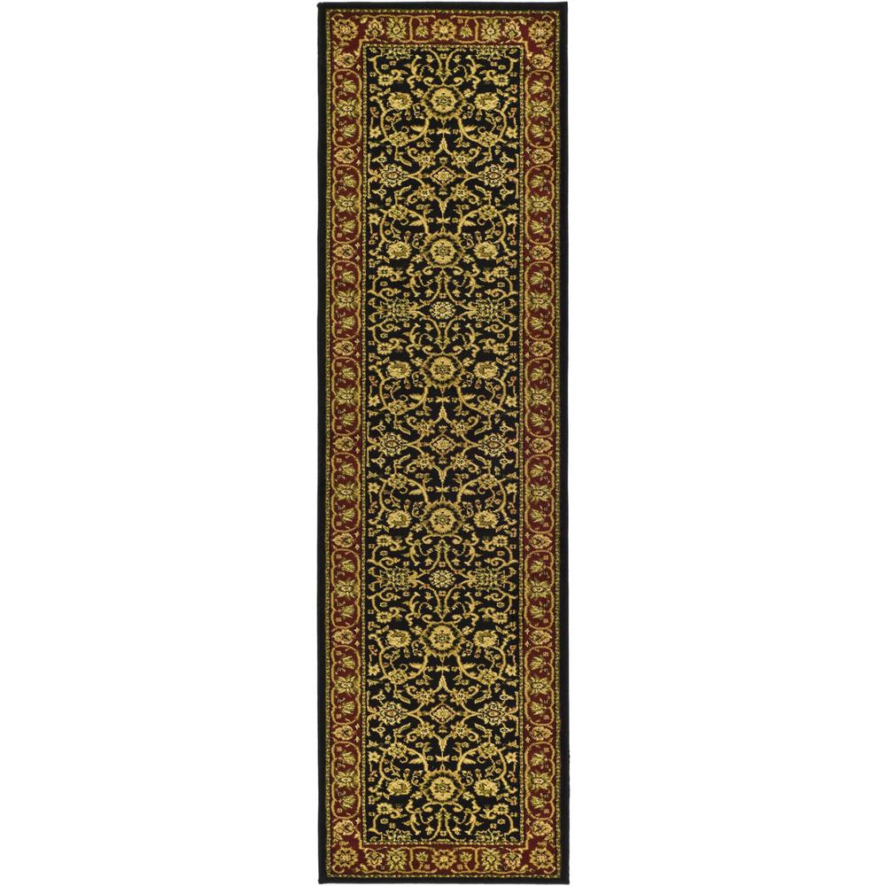 LYNDHURST, BLACK / RED, 2'-3" X 12', Area Rug
