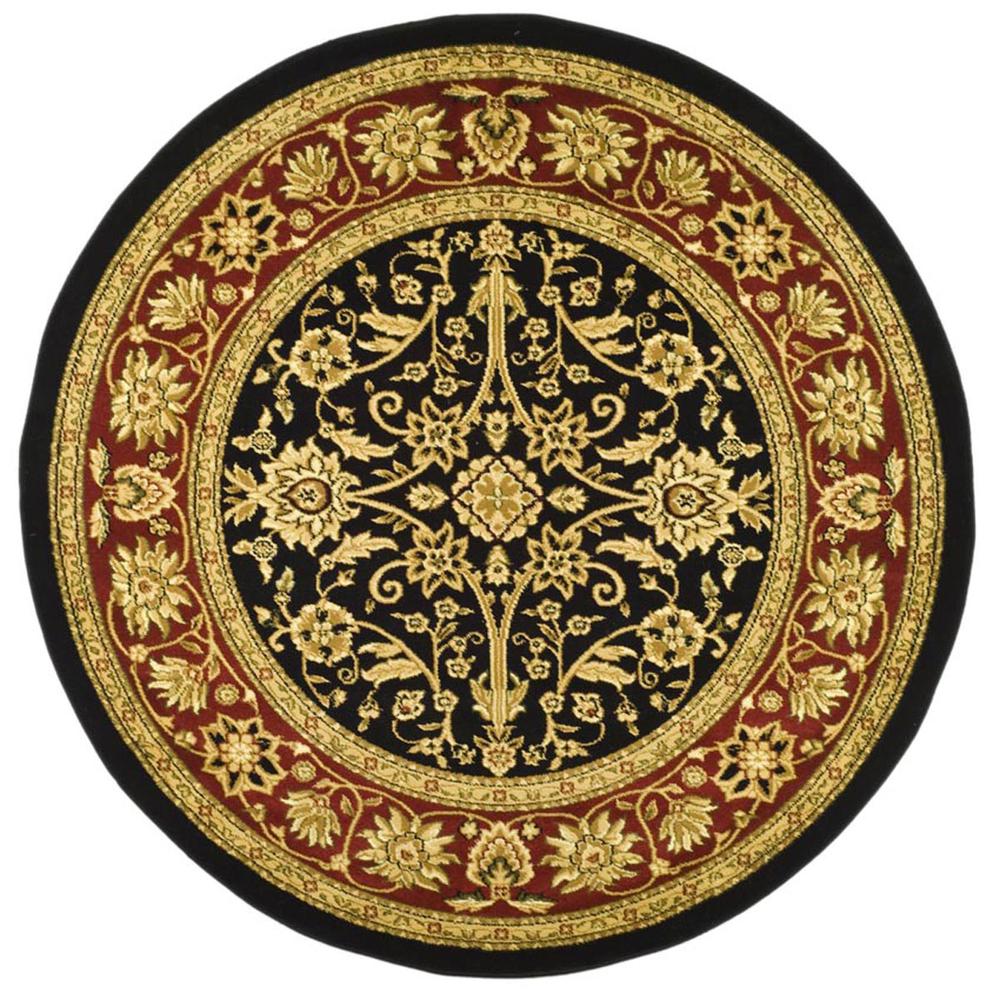 LYNDHURST, BLACK / RED, 5'-3" X 5'-3" Round, Area Rug