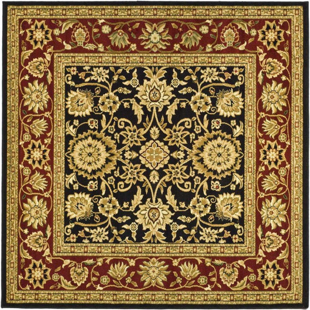 LYNDHURST, BLACK / RED, 6' X 6' Square, Area Rug