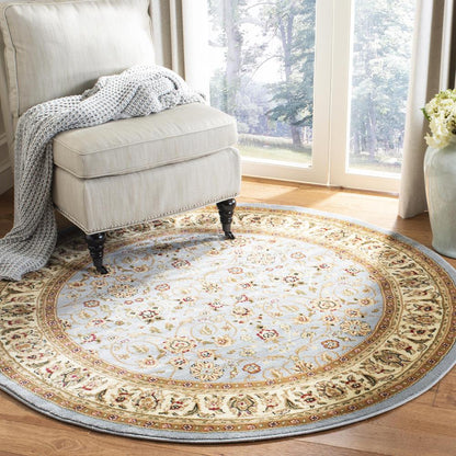 LYNDHURST, LIGHT BLUE / IVORY, 5'-3" X 5'-3" Round, Area Rug