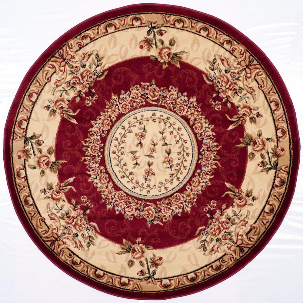 LYNDHURST, RED / IVORY, 5'-3" X 5'-3" Round, Area Rug, LNH328C-5R