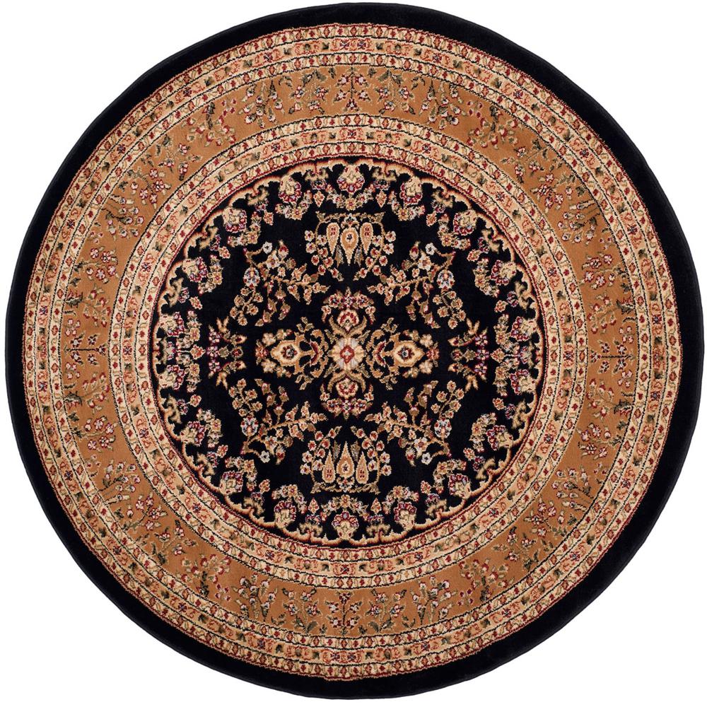 LYNDHURST, BLACK / TAN, 5'-3" X 5'-3" Round, Area Rug