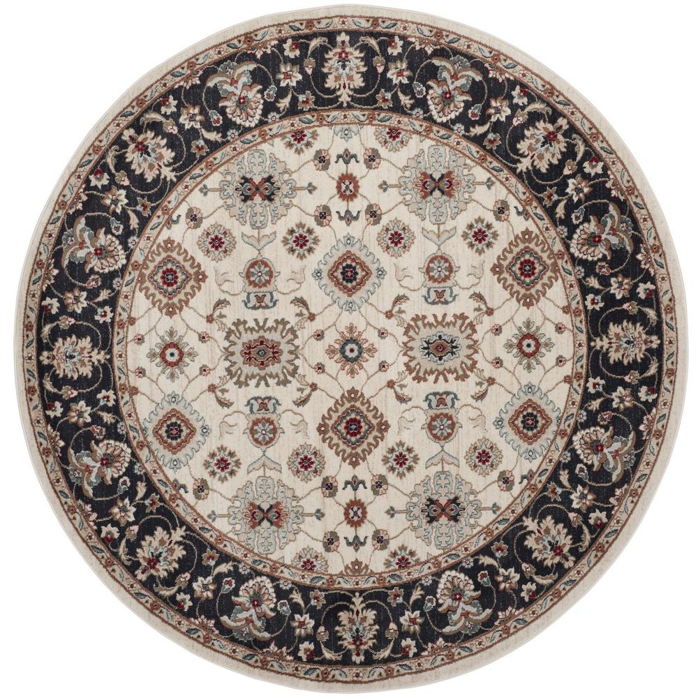 LYNDHURST, CREAM / NAVY, 7' X 7' Round, Area Rug, LNH332K-7R