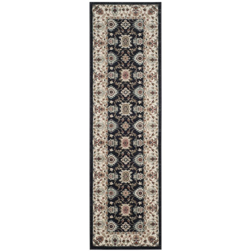LYNDHURST, NAVY / CREME, 2'-3" X 8', Area Rug