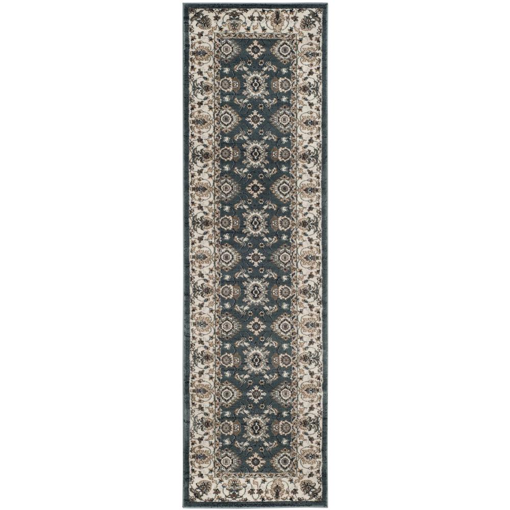 LYNDHURST, TEAL / CREAM, 2'-3" X 8', Area Rug